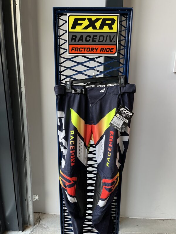 SALE  FXR Division MX broek donkerblauw /oranje geel